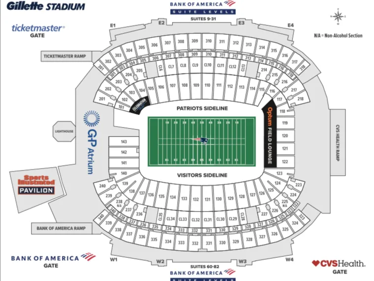 Gillette Stadium seat map